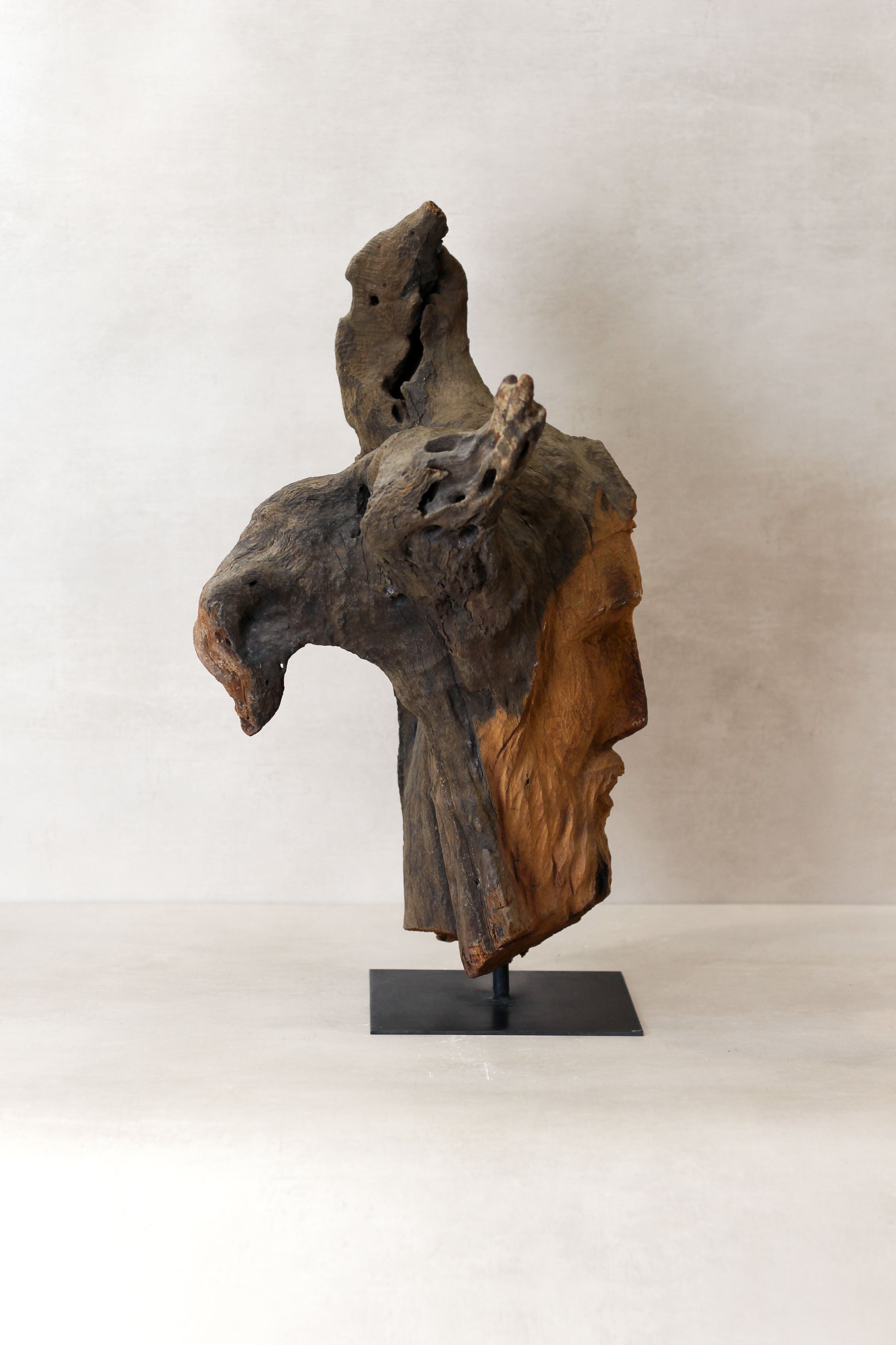Rizimu Chiwawa Carved Driftwood Head Sculpture - Zimbabwe