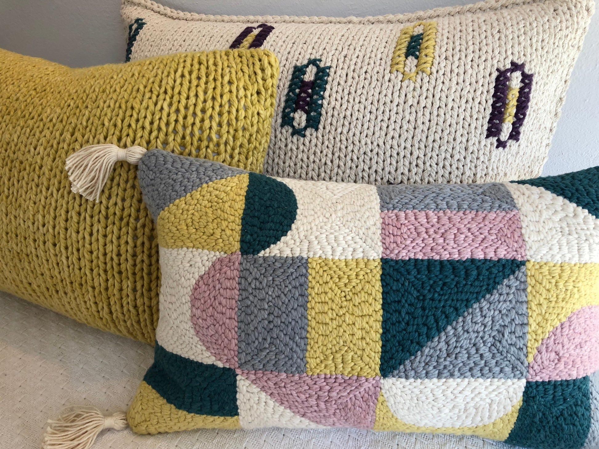 Punch Needle Cushion Cover - Geometric Pattern 1