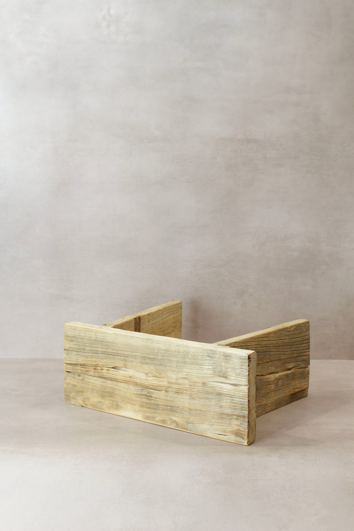 Vintage Rustic Square Elm Wood Stool - No 11