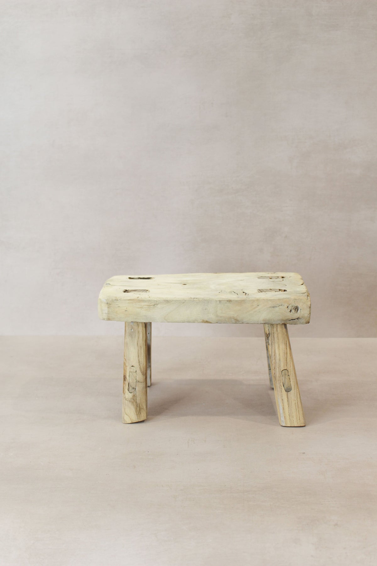 Vintage Rustic Elm Wood Stool - Small - No 18