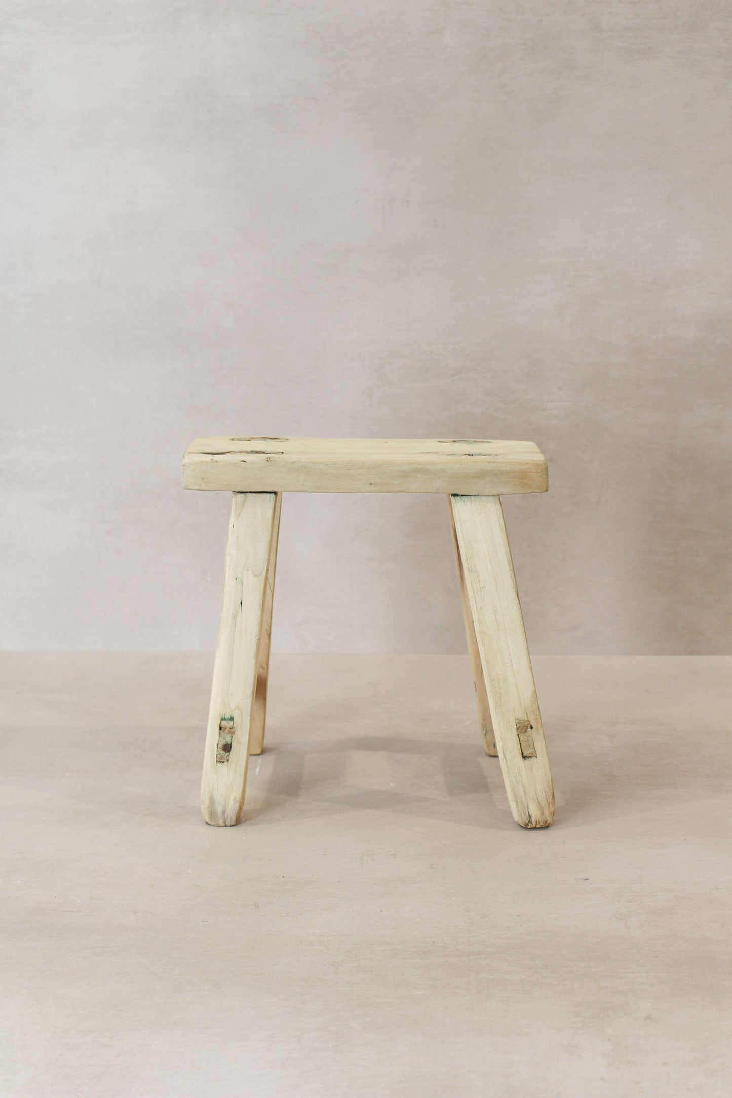 Vintage Rustic Elm Wood Stool - Small - No 19