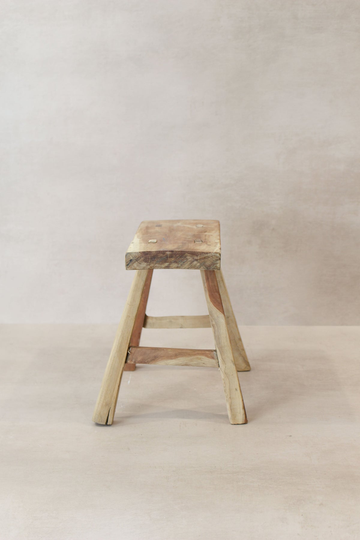 Vintage Rustic Elm Wood Stool - Small - No 20