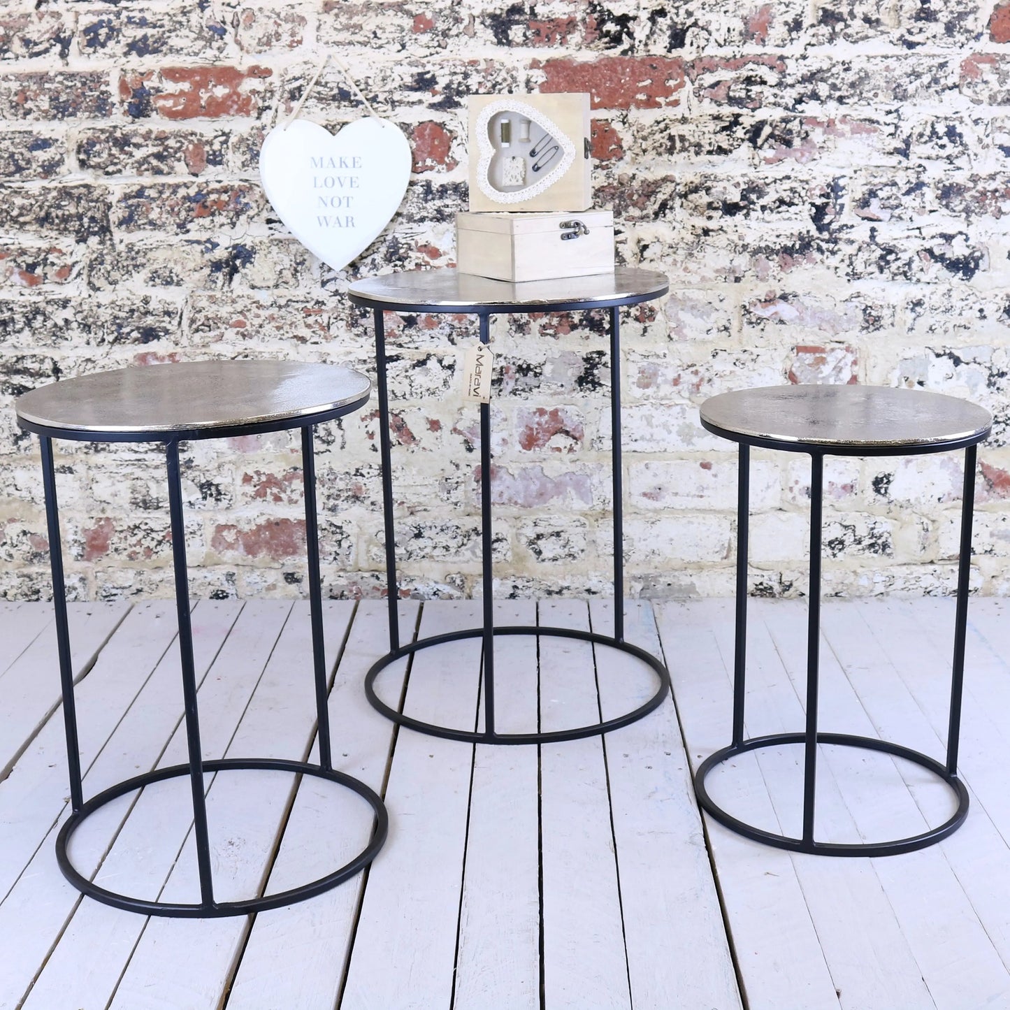 Karari Silver Round Nesting Side Tables