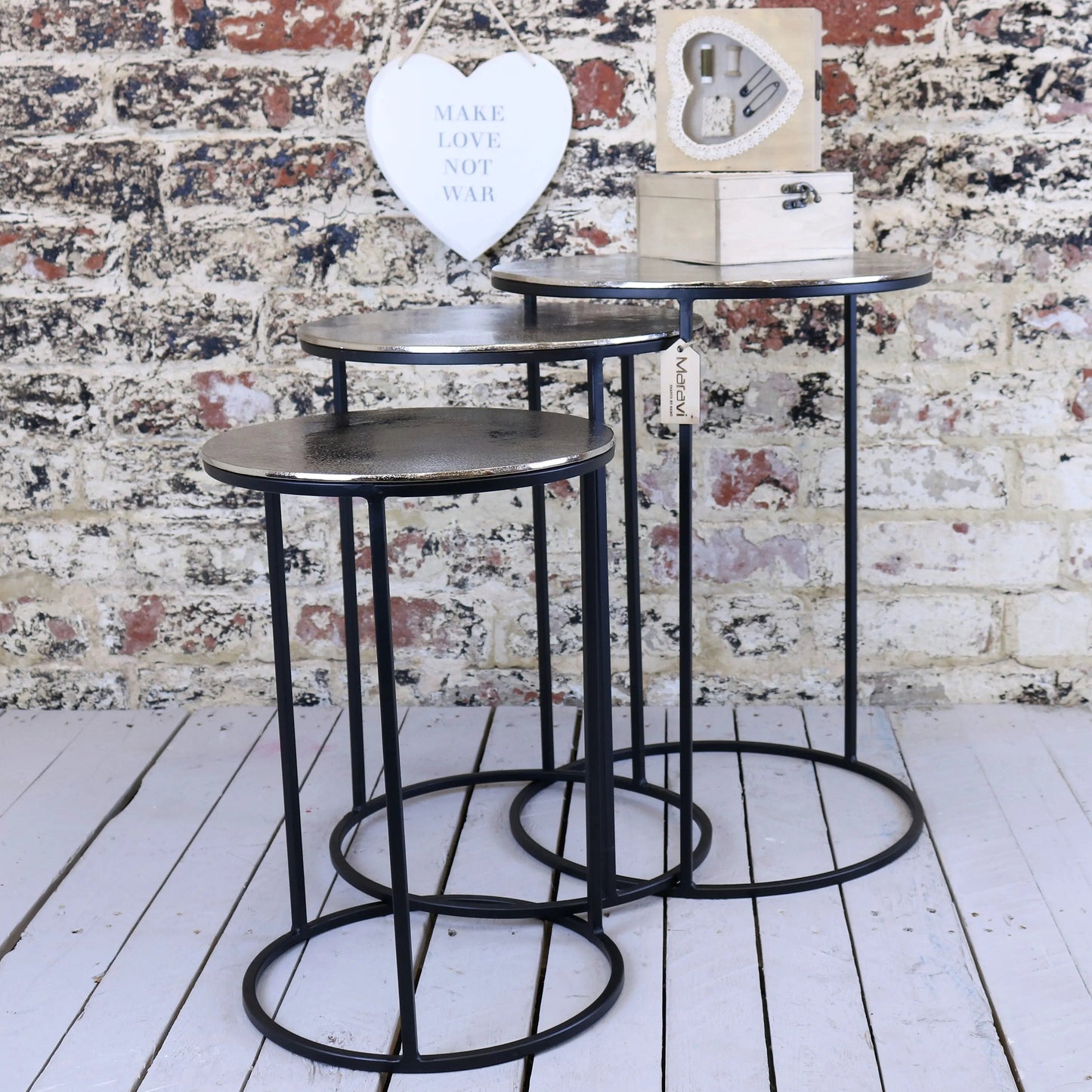 Karari Silver Round Nesting Side Tables