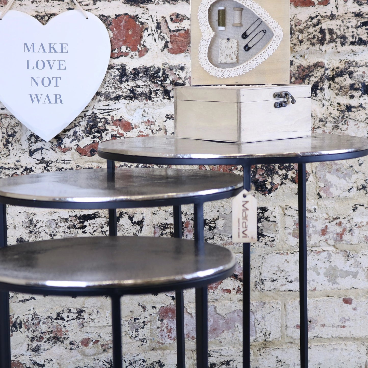 Karari Silver Round Nesting Side Tables