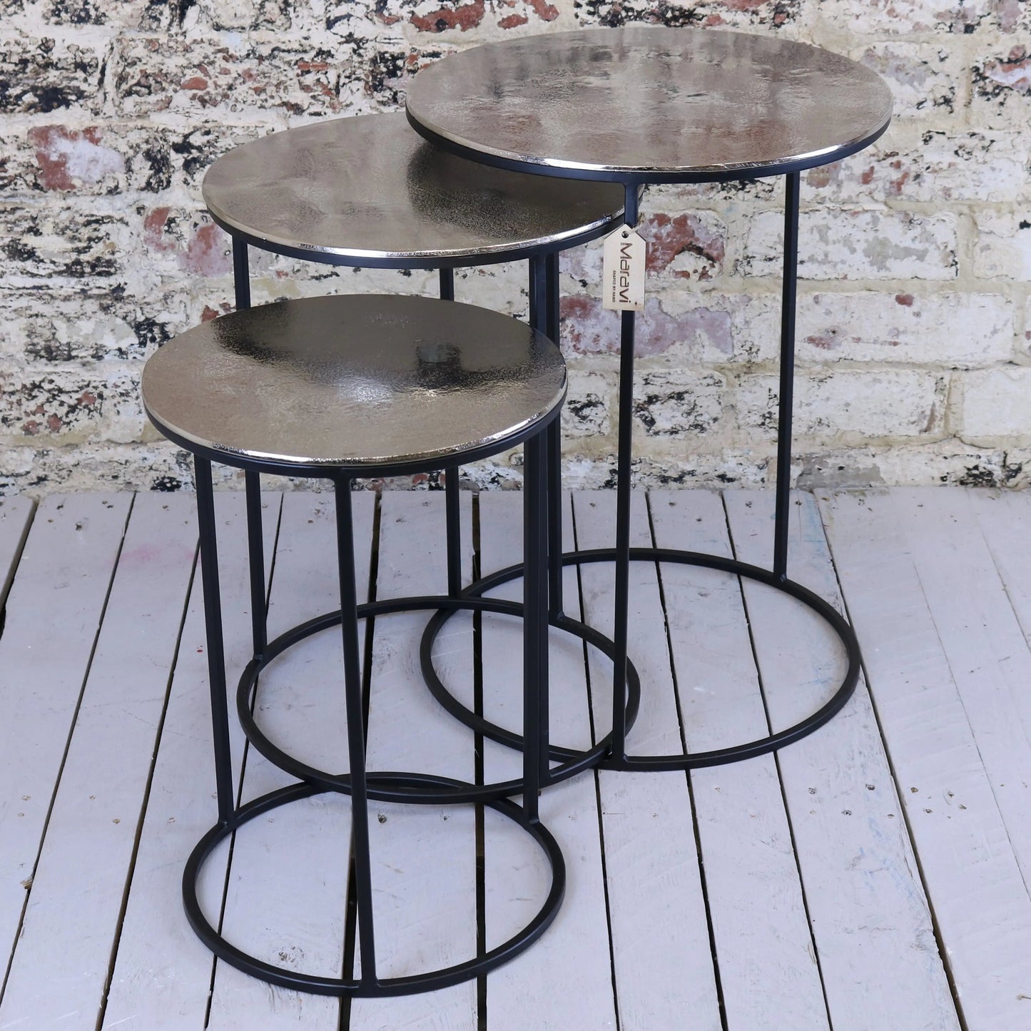 Karari Silver Round Nesting Side Tables