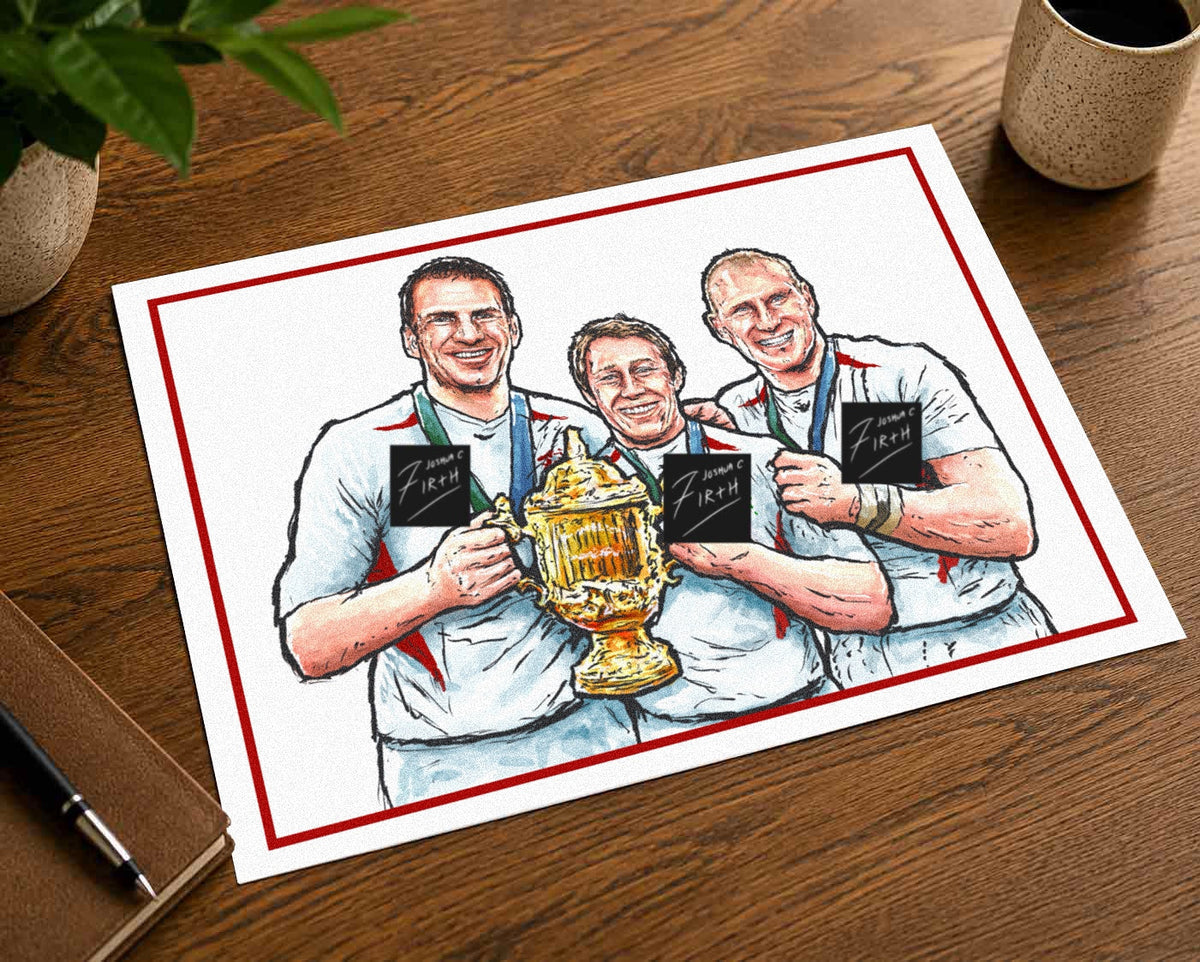 England 2003 Rugby World Cup Legends - Johnson, Wilkinson & Dallaglio Print