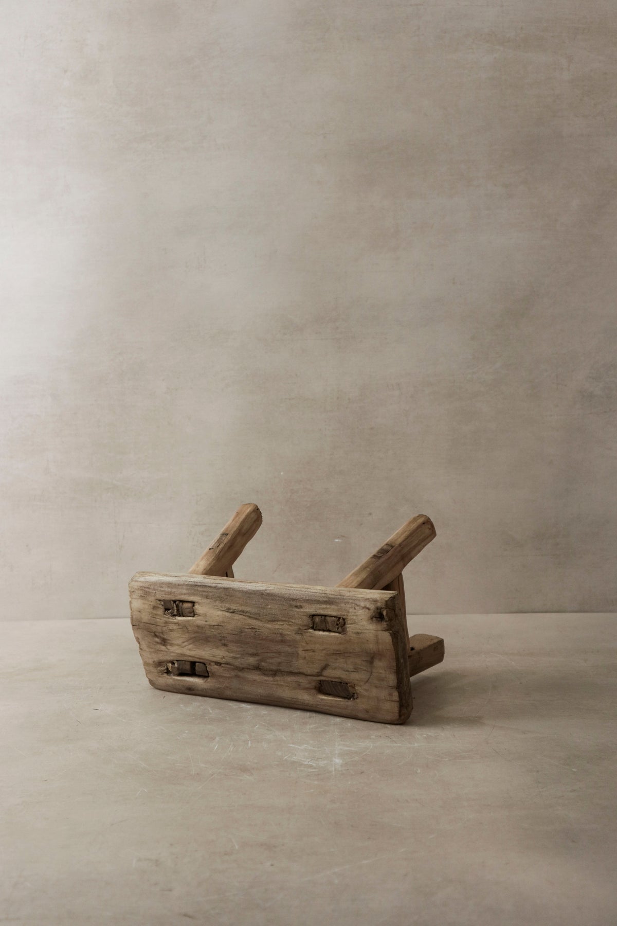 Vintage Rustic Elm Wood Stool - Small - No 2