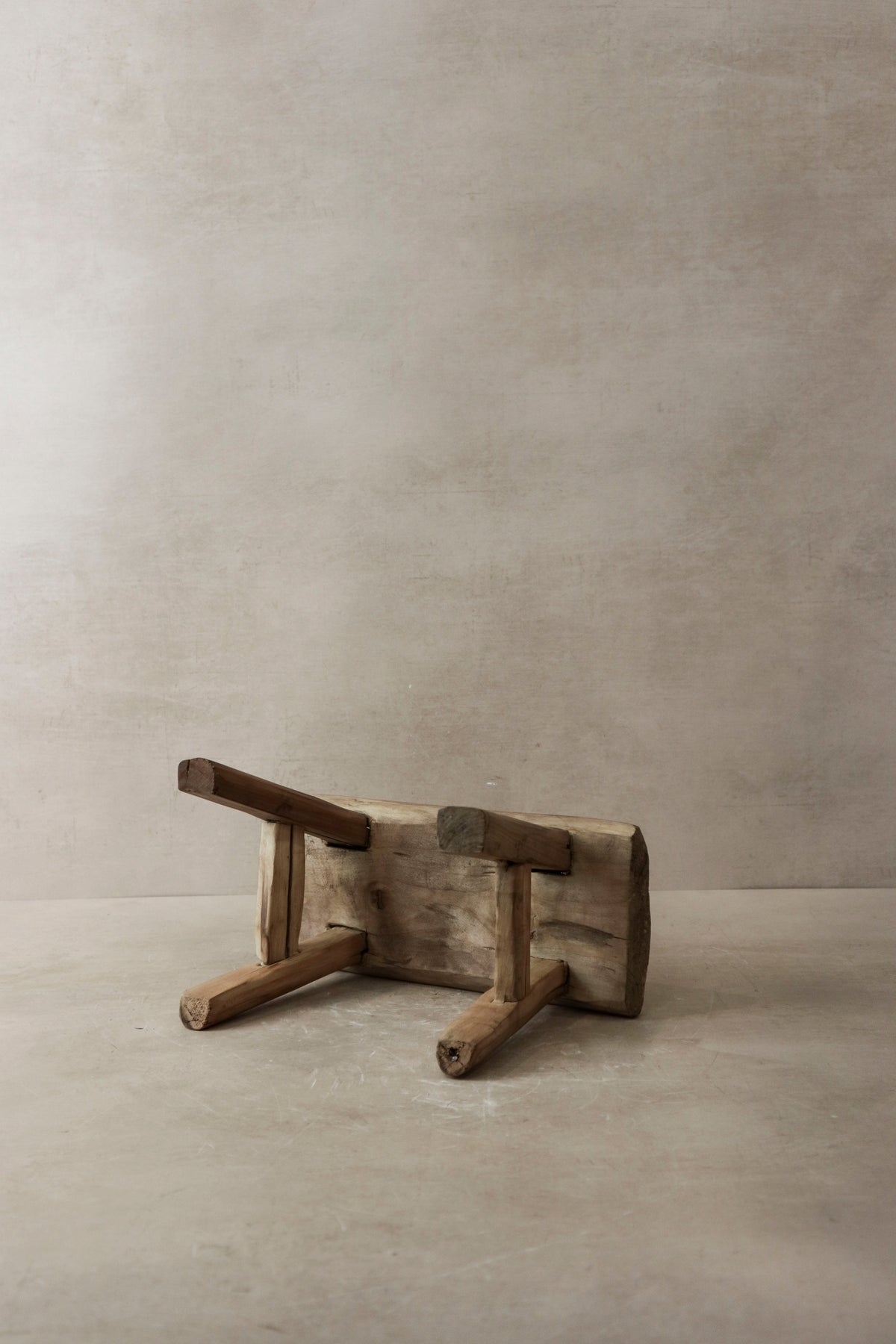 Vintage Rustic Elm Wood Stool - Small - No 2