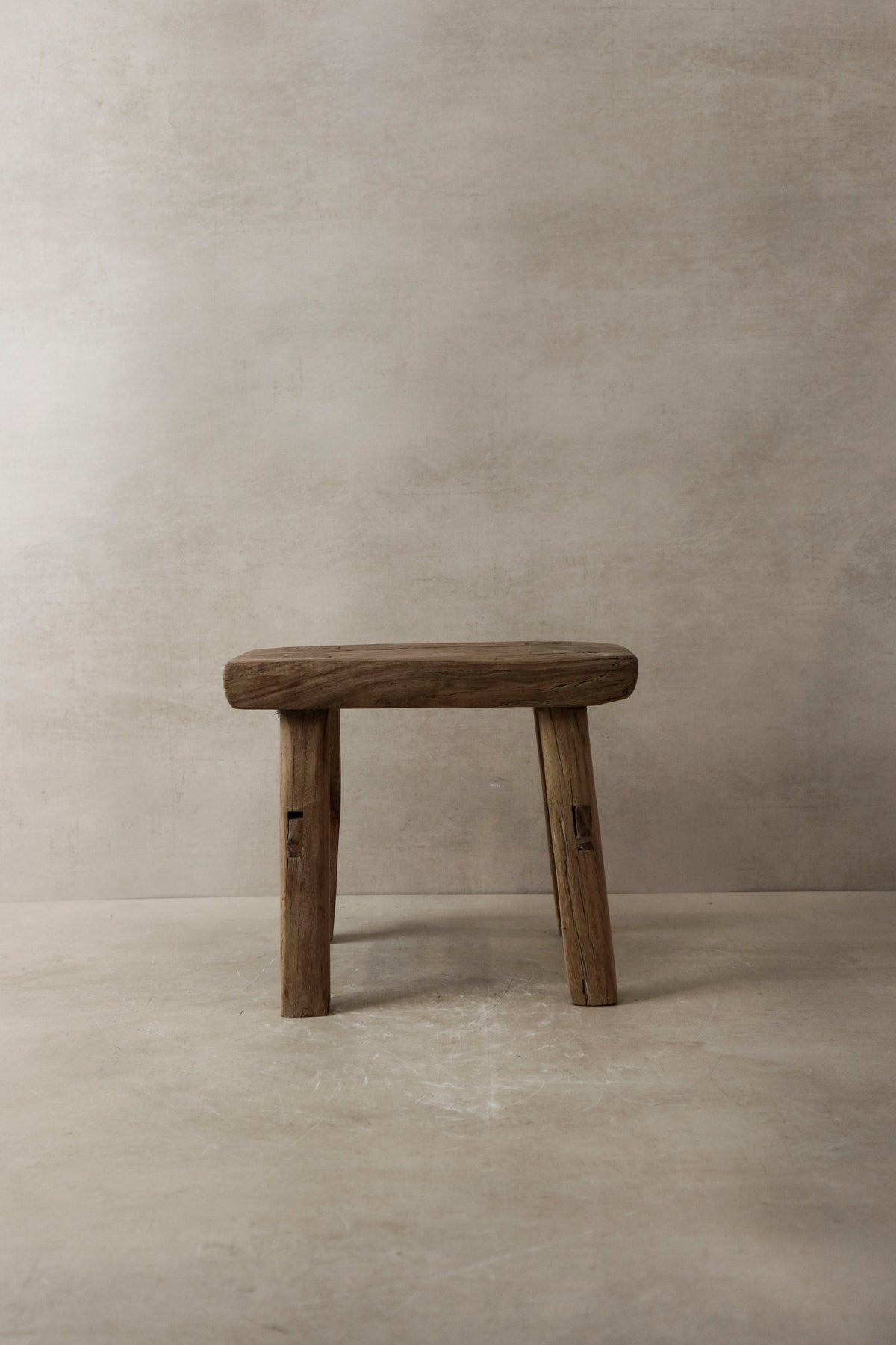 Vintage Rustic Elm Wood Stool - Small - No 3
