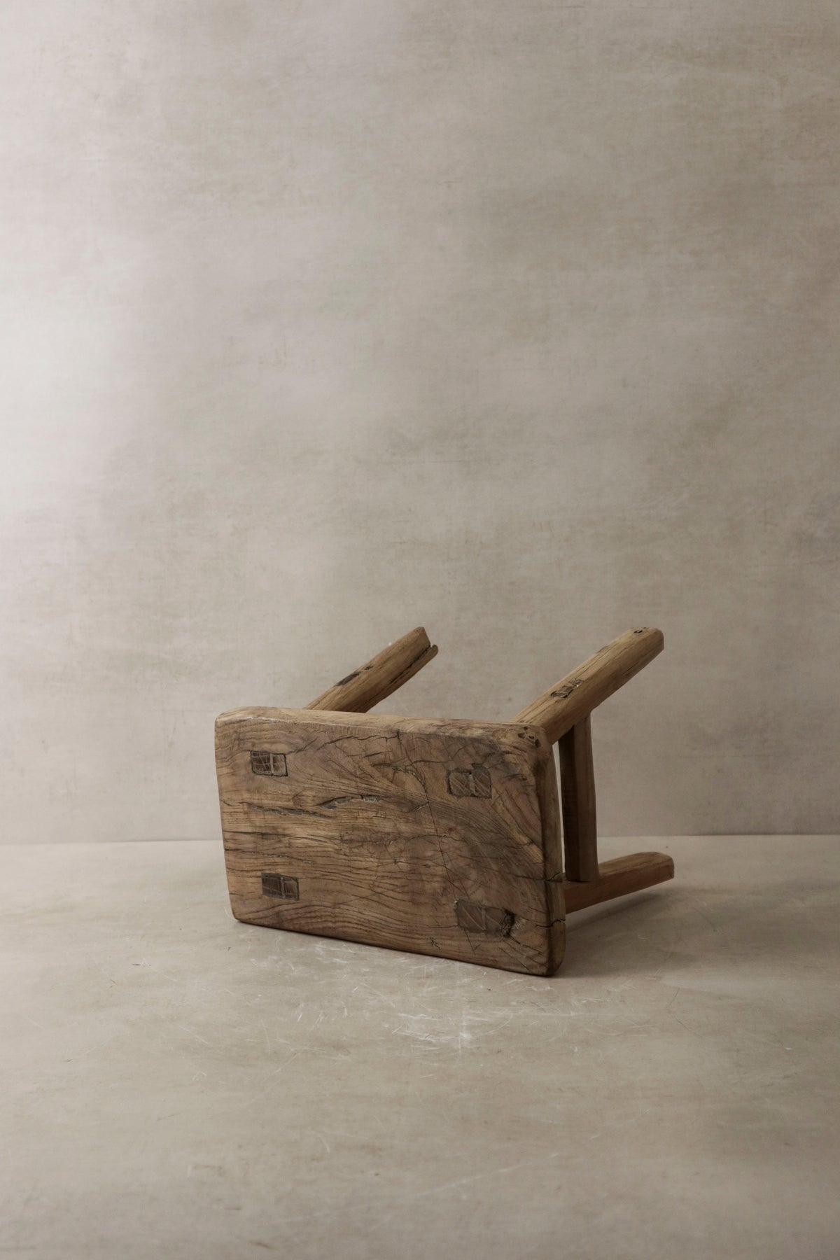 Vintage Rustic Elm Wood Stool - Small - No 3