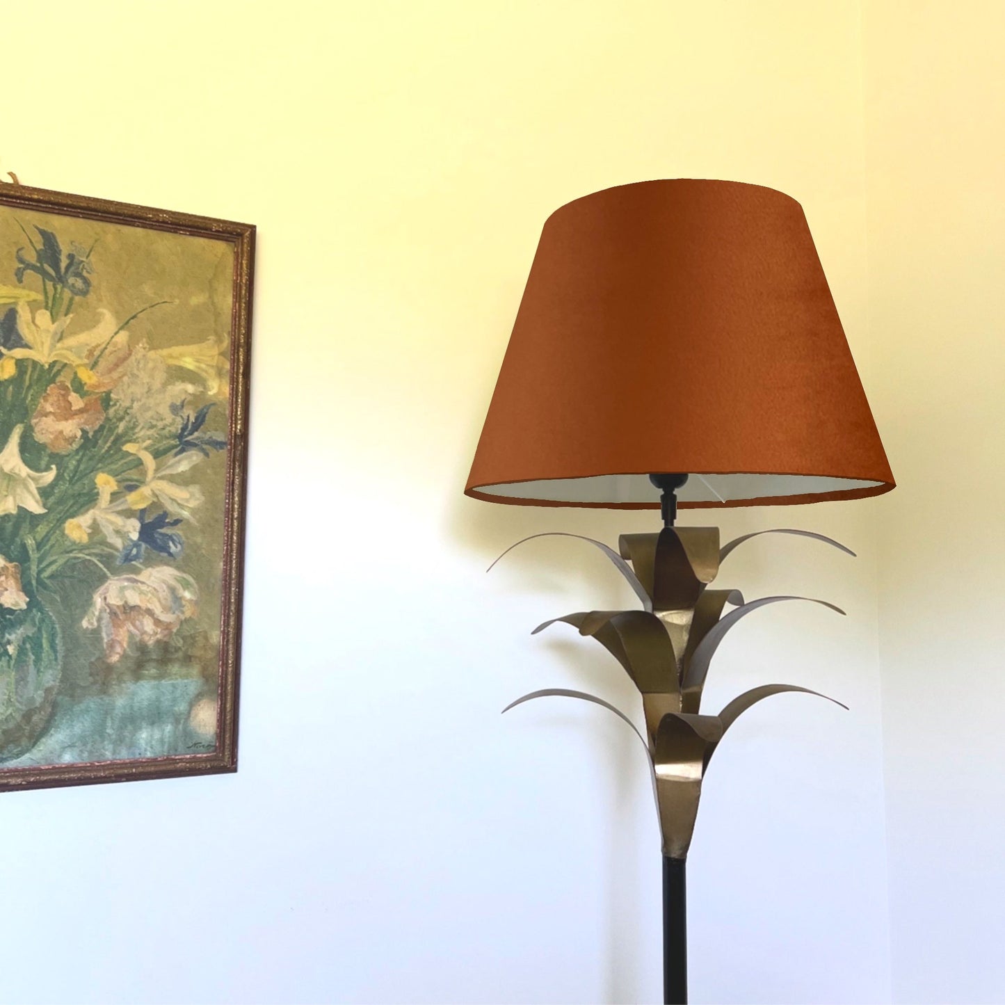 Burnt orange velvet coolie lampshade/ ceiling shade, empire lampshade