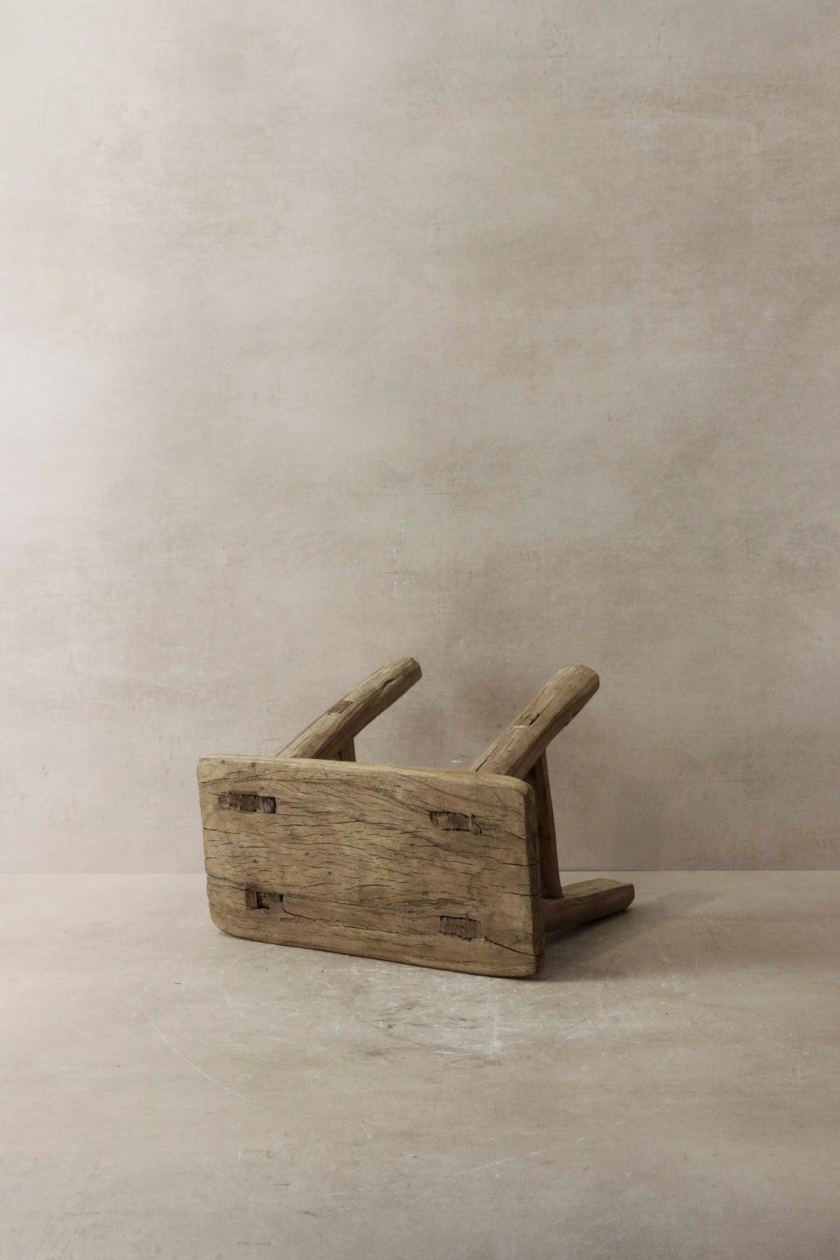 Vintage Rustic Elm Wood Stool - Small - No 6