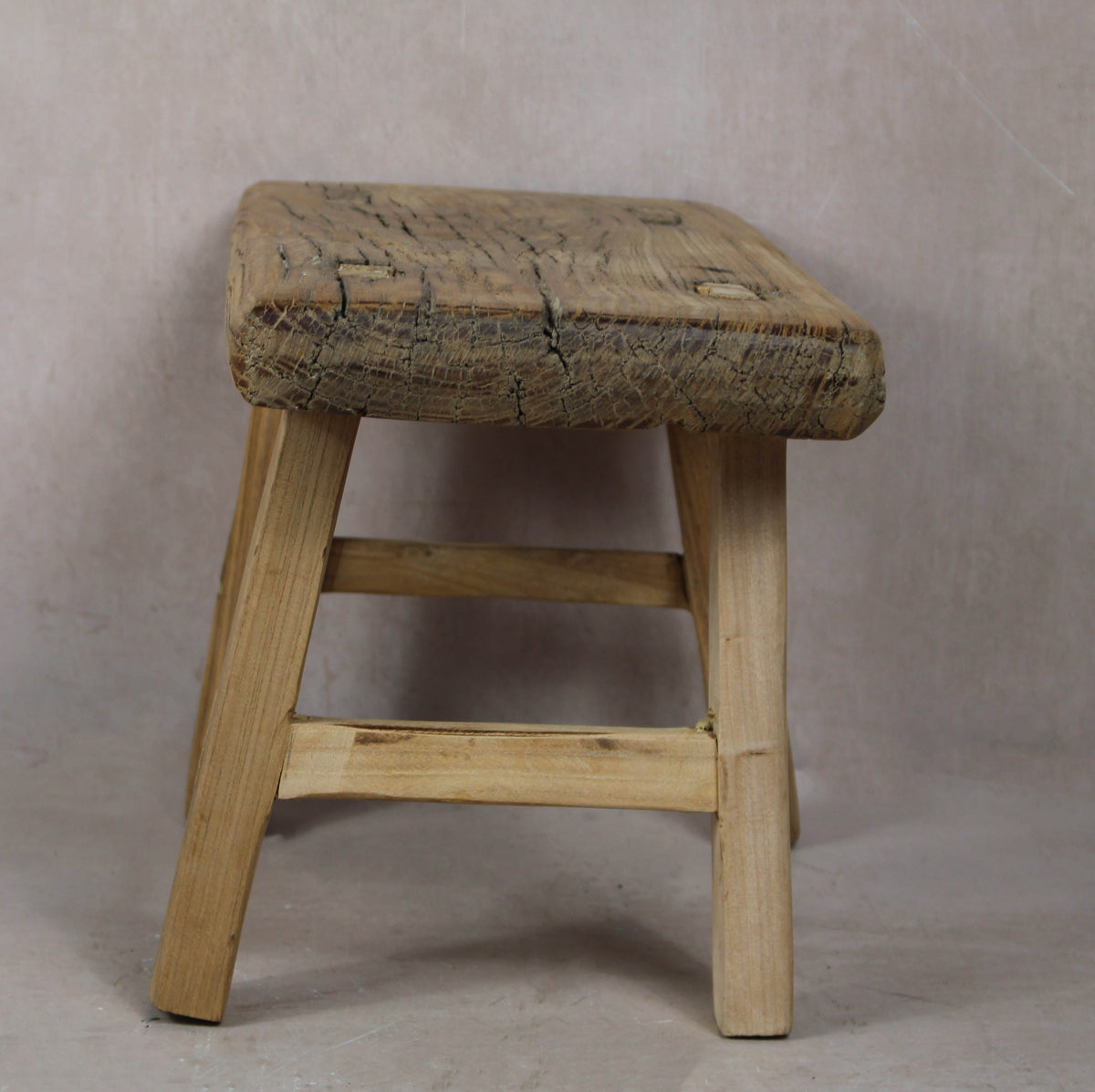 Vintage Rustic Stool Small - Elm wood - 34