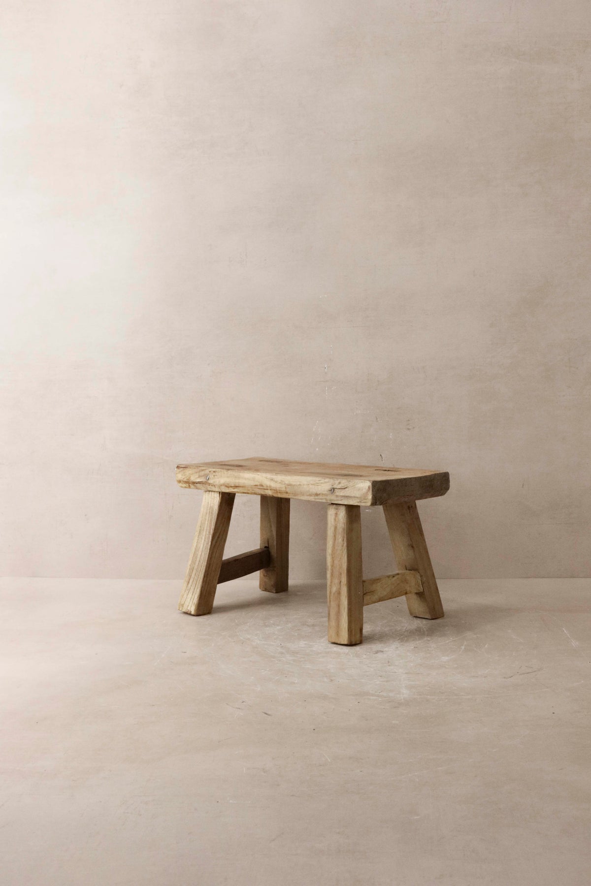 Vintage Rustic Elm Wood Stool - Small - No 10