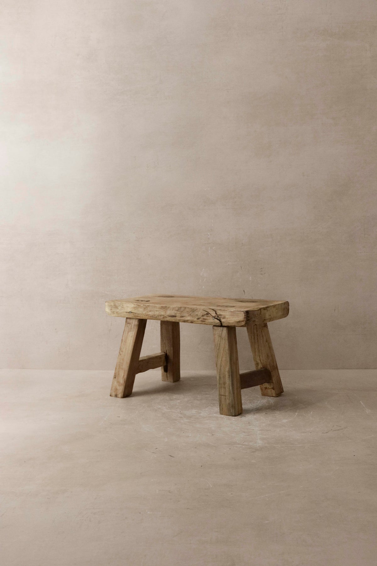Vintage Rustic Elm Wood Stool - Small - No 10
