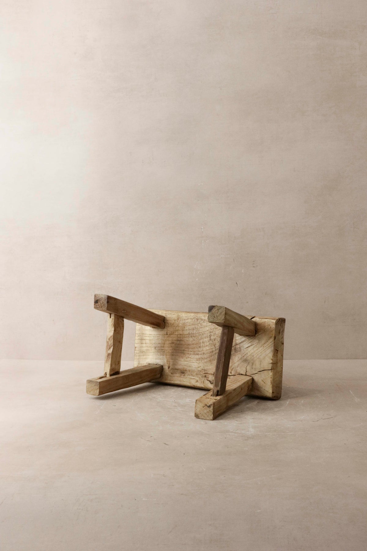 Vintage Rustic Elm Wood Stool - Small - No 10