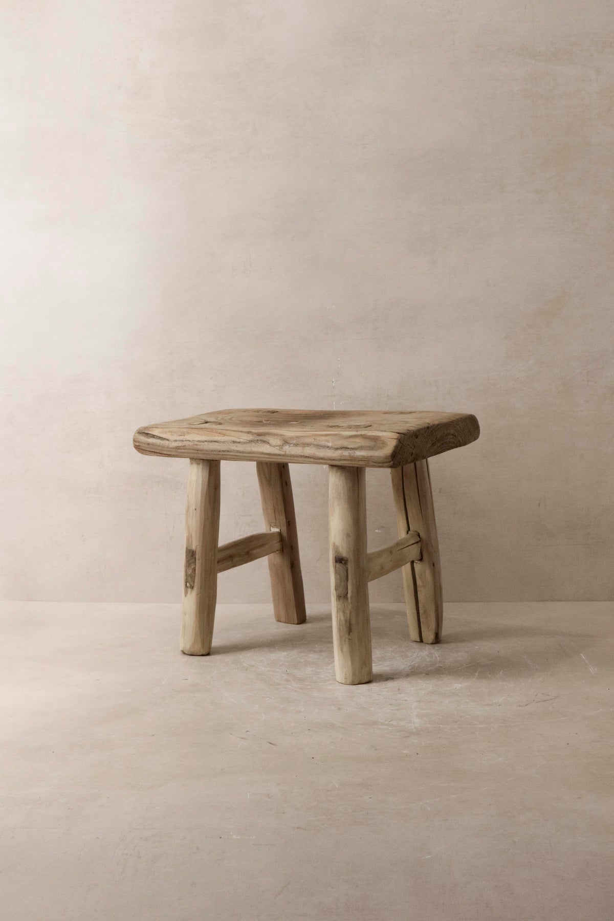 Vintage Rustic Elm Wood Stool - Small - No 11