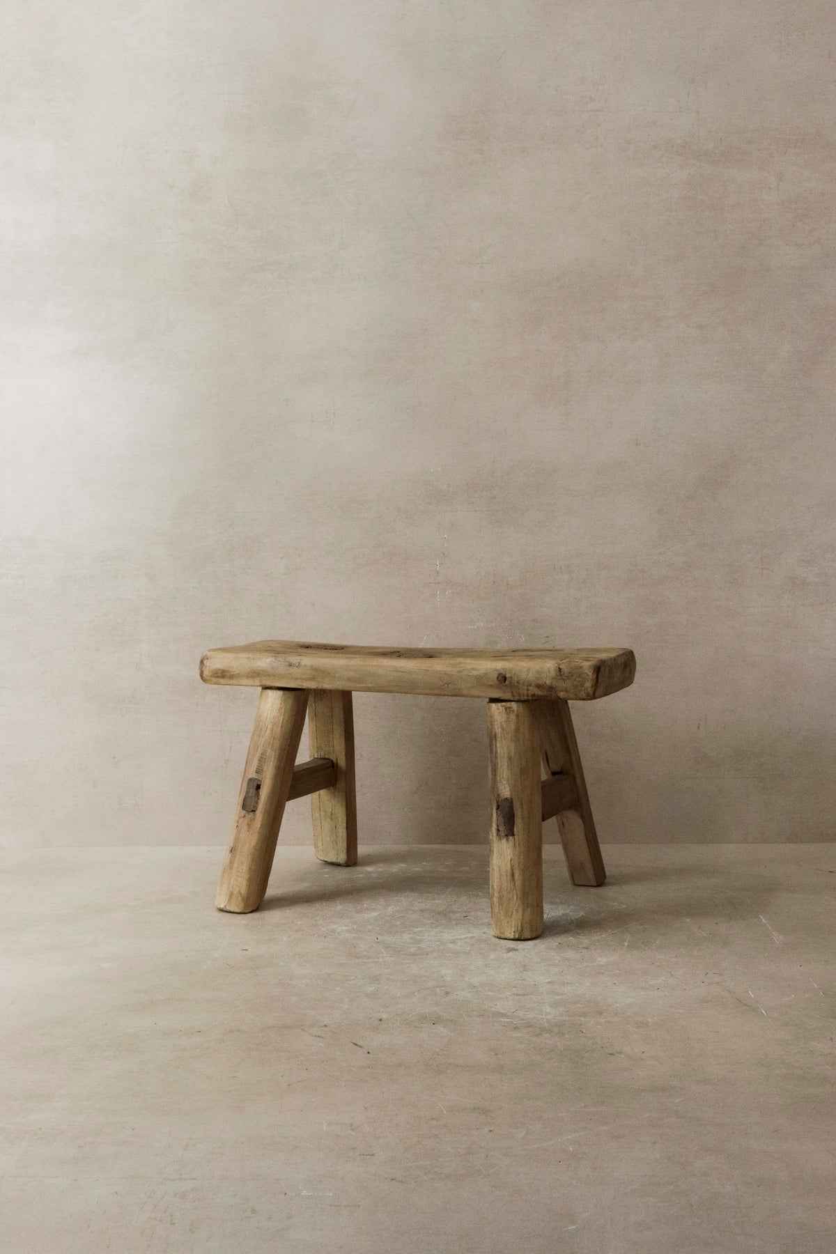 Vintage Rustic Elm Wood Stool - Small - No 13