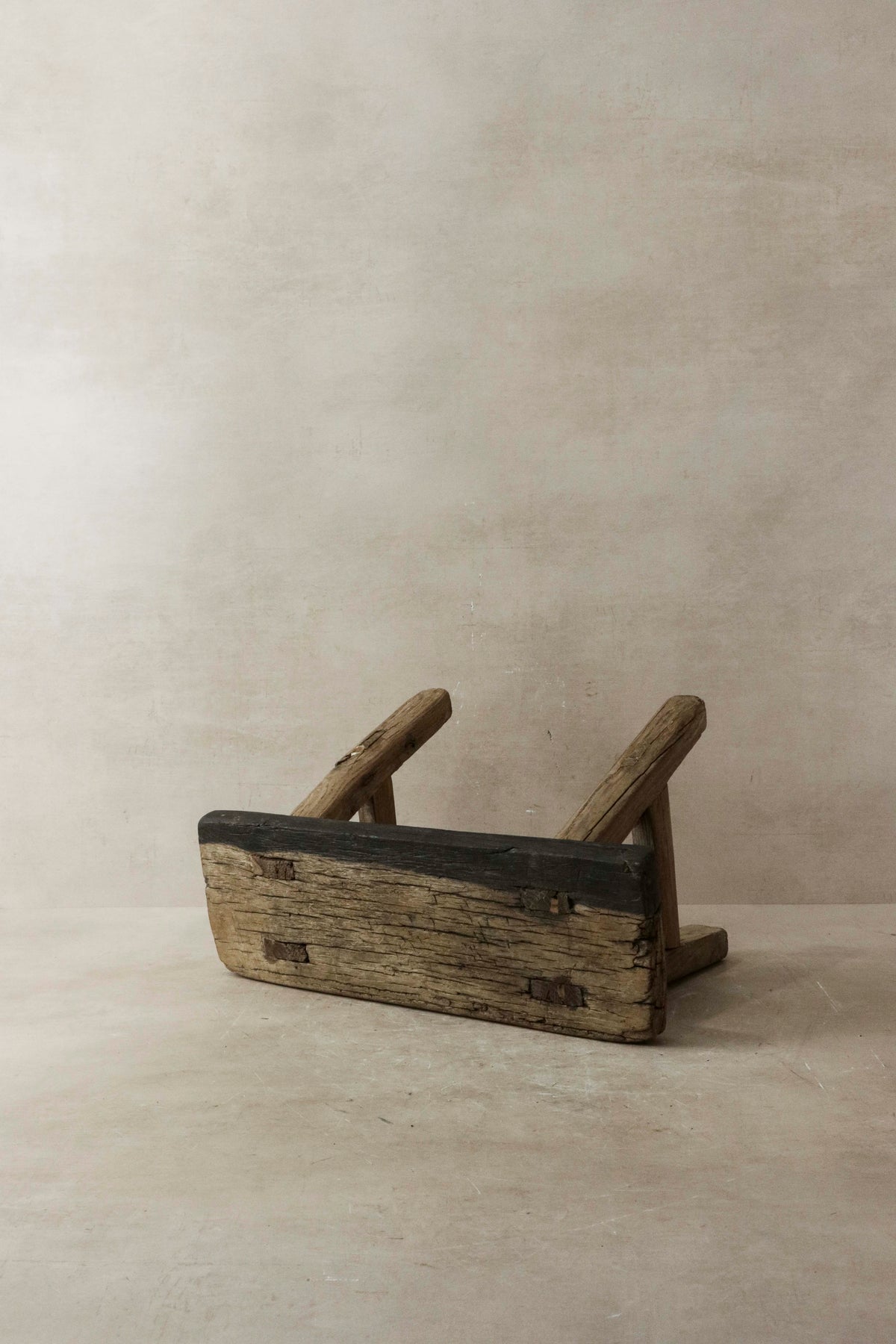 Vintage Rustic Elm Wood Stool - Small - No 14