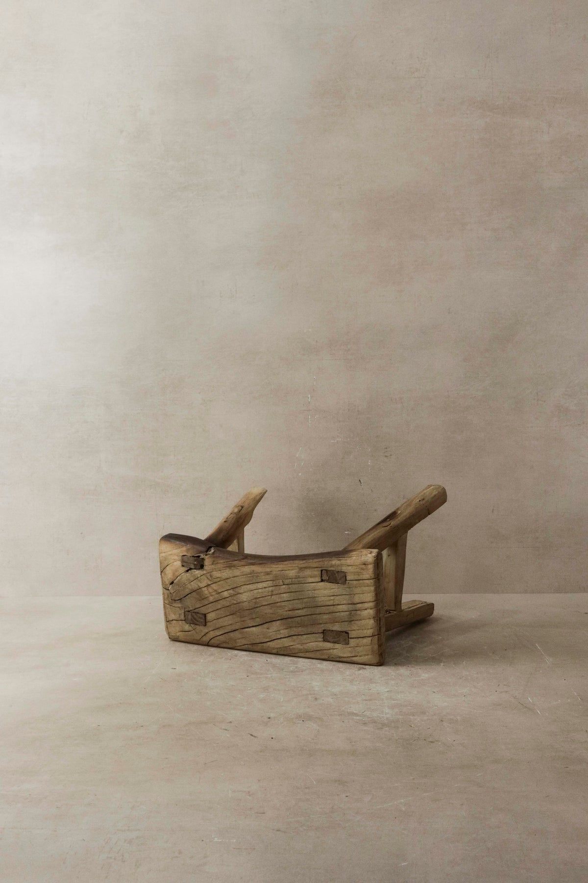 Vintage Rustic Elm Wood Stool - Small - No 15
