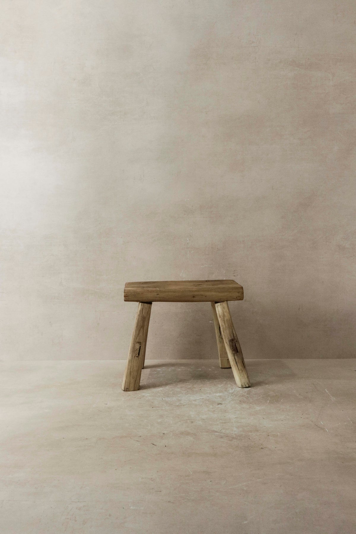 Vintage Rustic Elm Wood Stool - Small - No 16