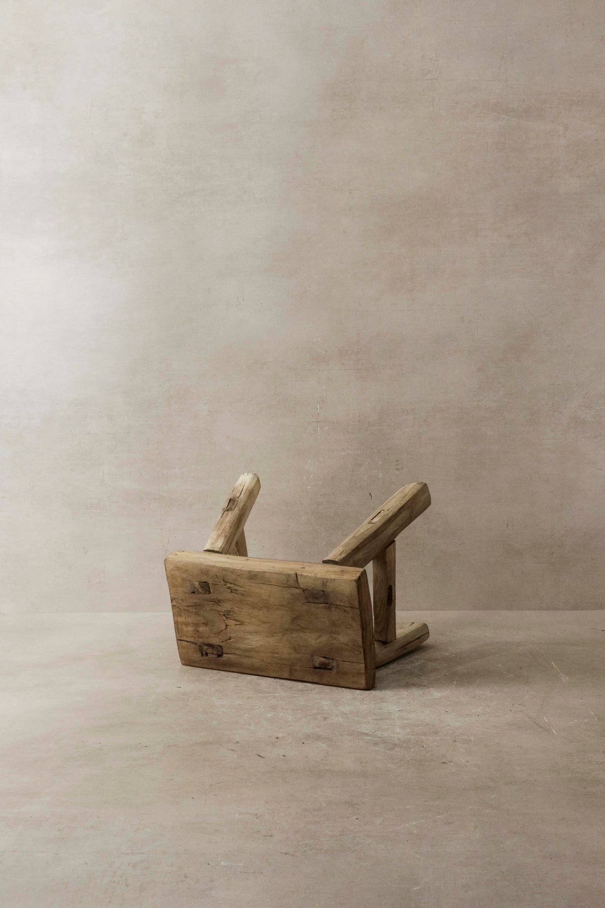 Vintage Rustic Elm Wood Stool - Small - No 16