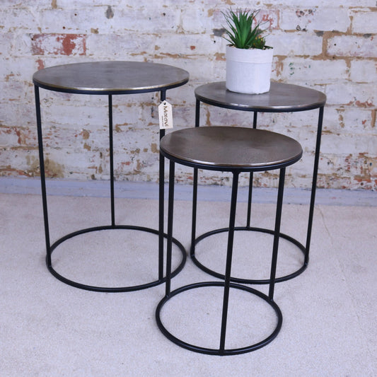Karari Gold Metal Round Nest of Tables