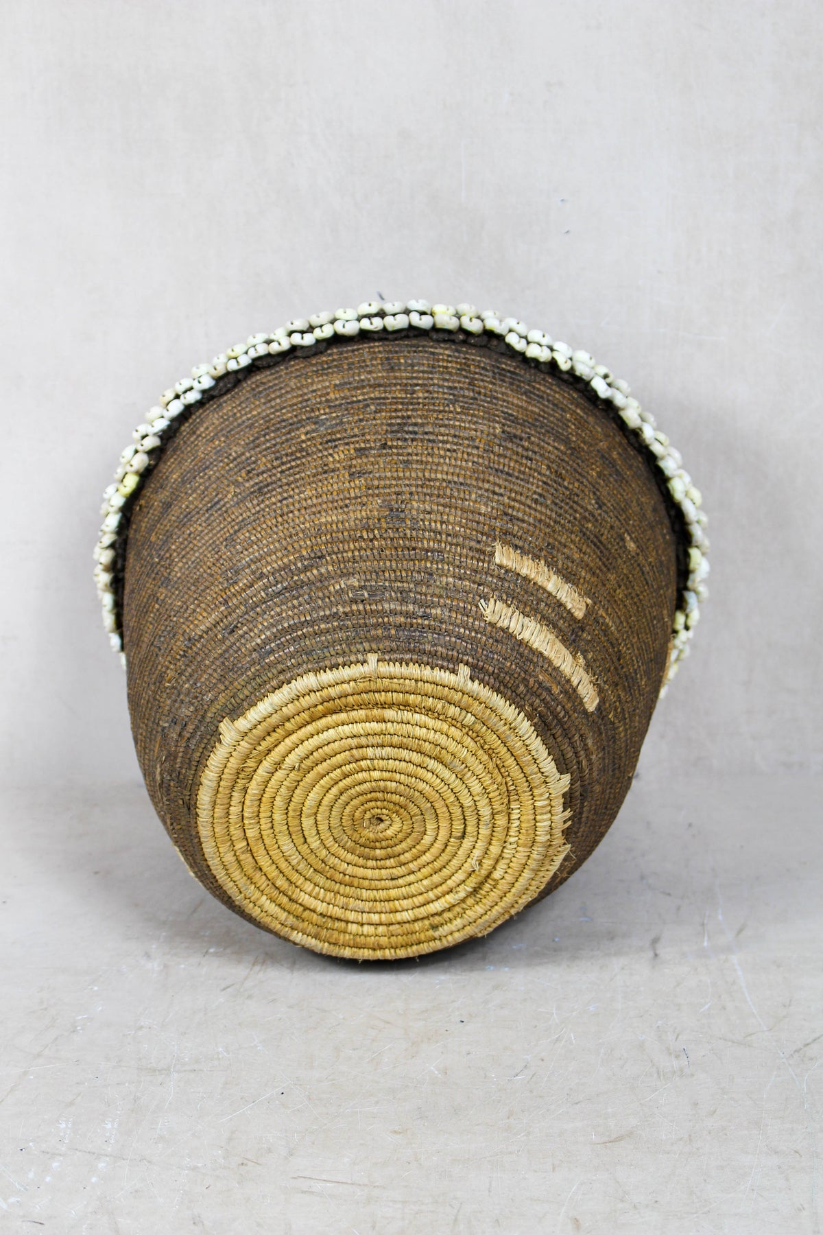 Vintage Tutsi Basket - Rwanda - with Cowrie shells - 106.8