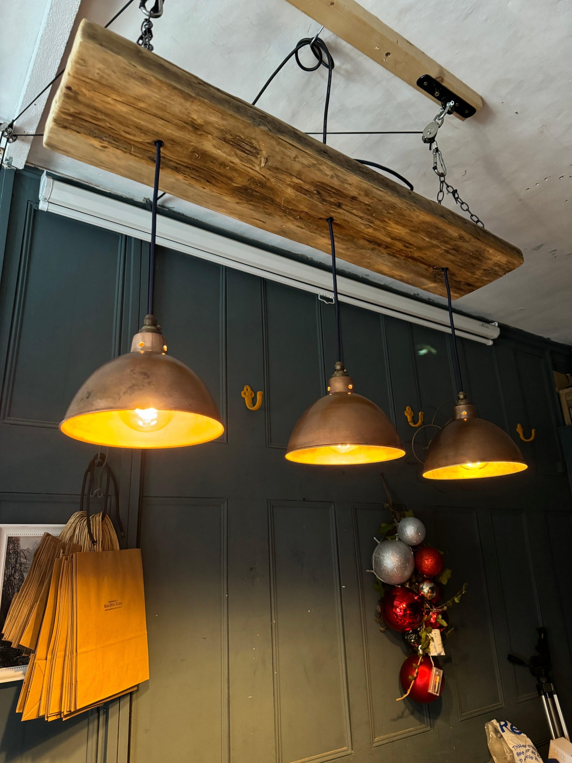 Wooden Beam Light with Shades 120cm
