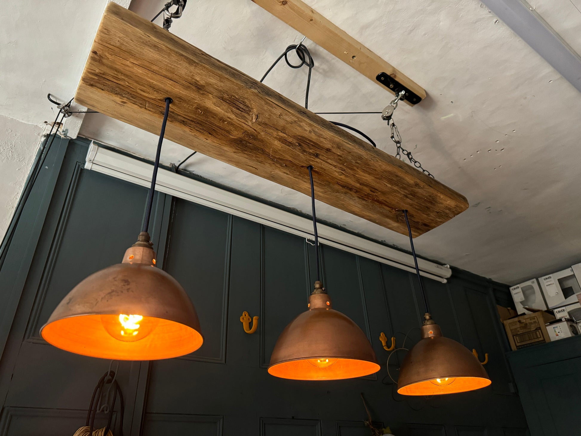Wooden Beam Light with Shades 120cm