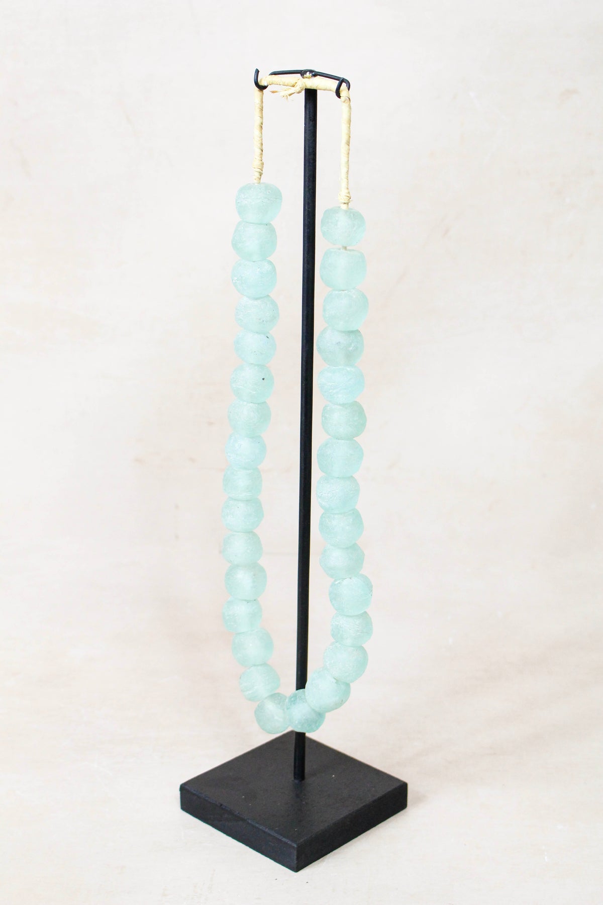 Ghana Glass Beads Necklace, Light blue - 85.3