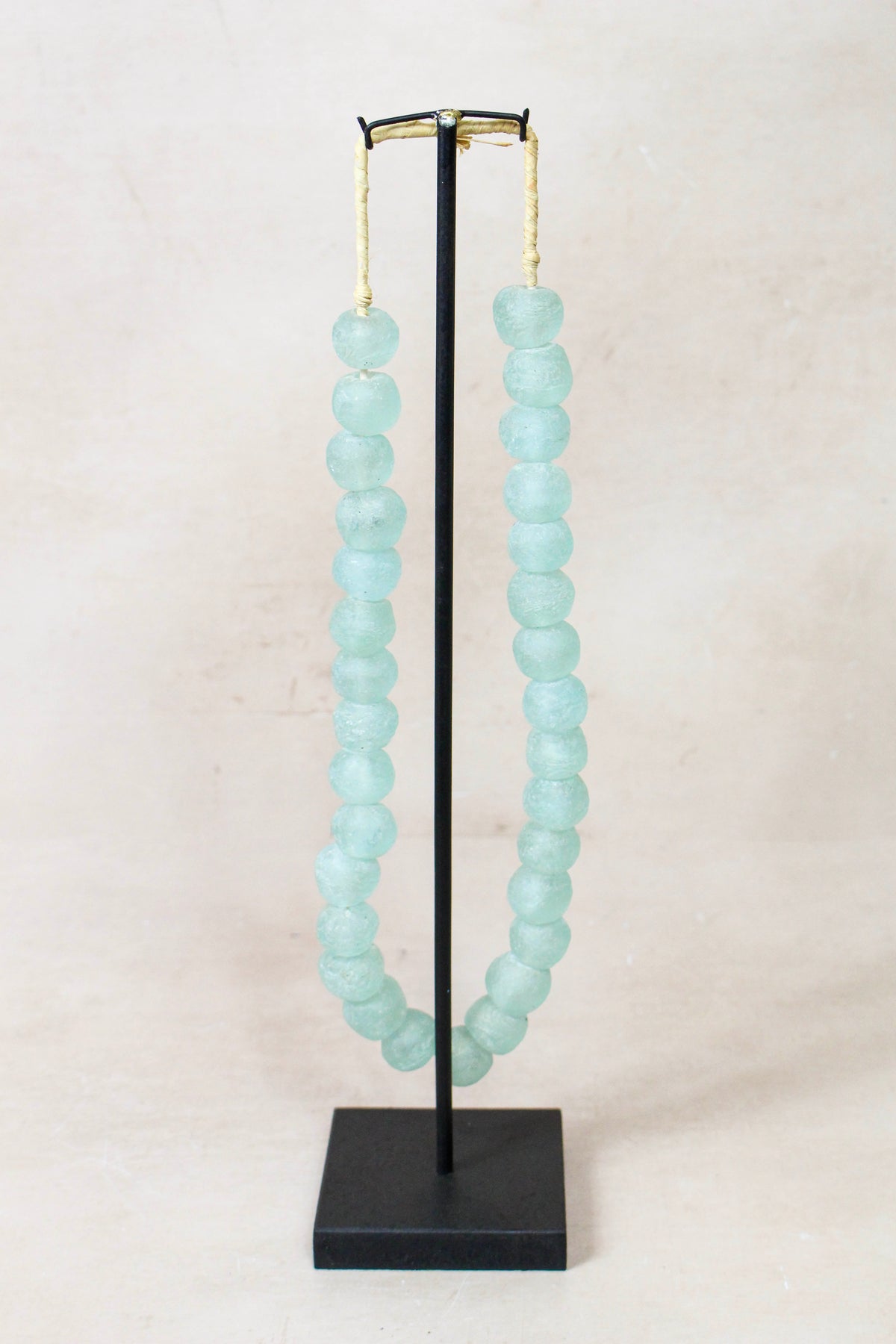Ghana Glass Beads Necklace, Light blue - 85.3
