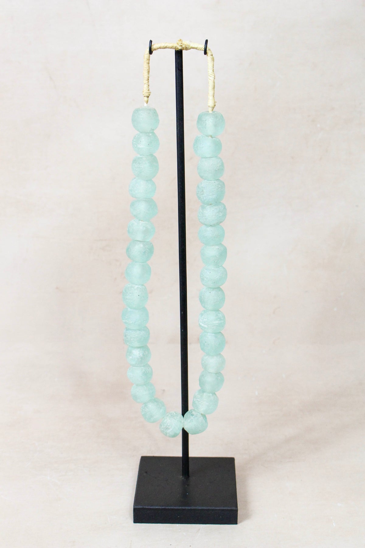 Ghana Glass Beads Necklace, Light blue - 85.4