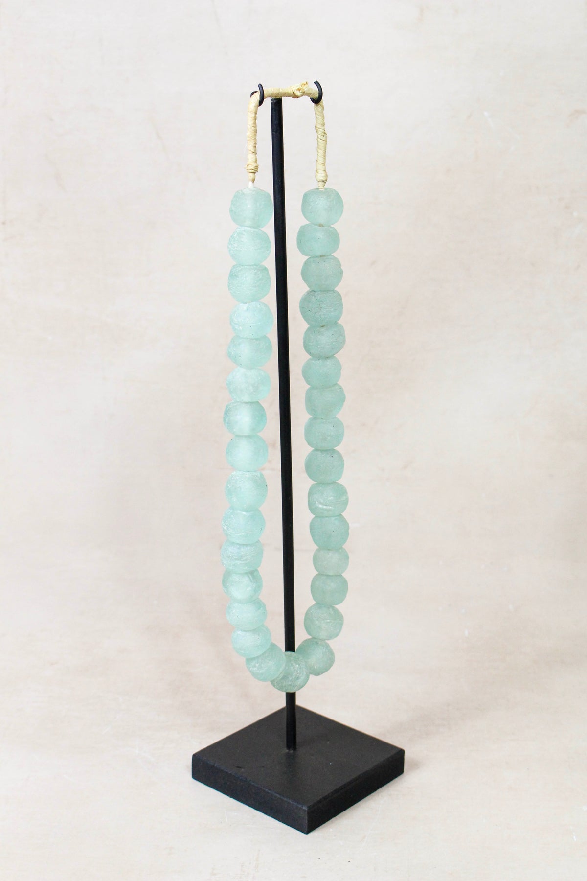 Ghana Glass Beads Necklace, Light blue - 85.4