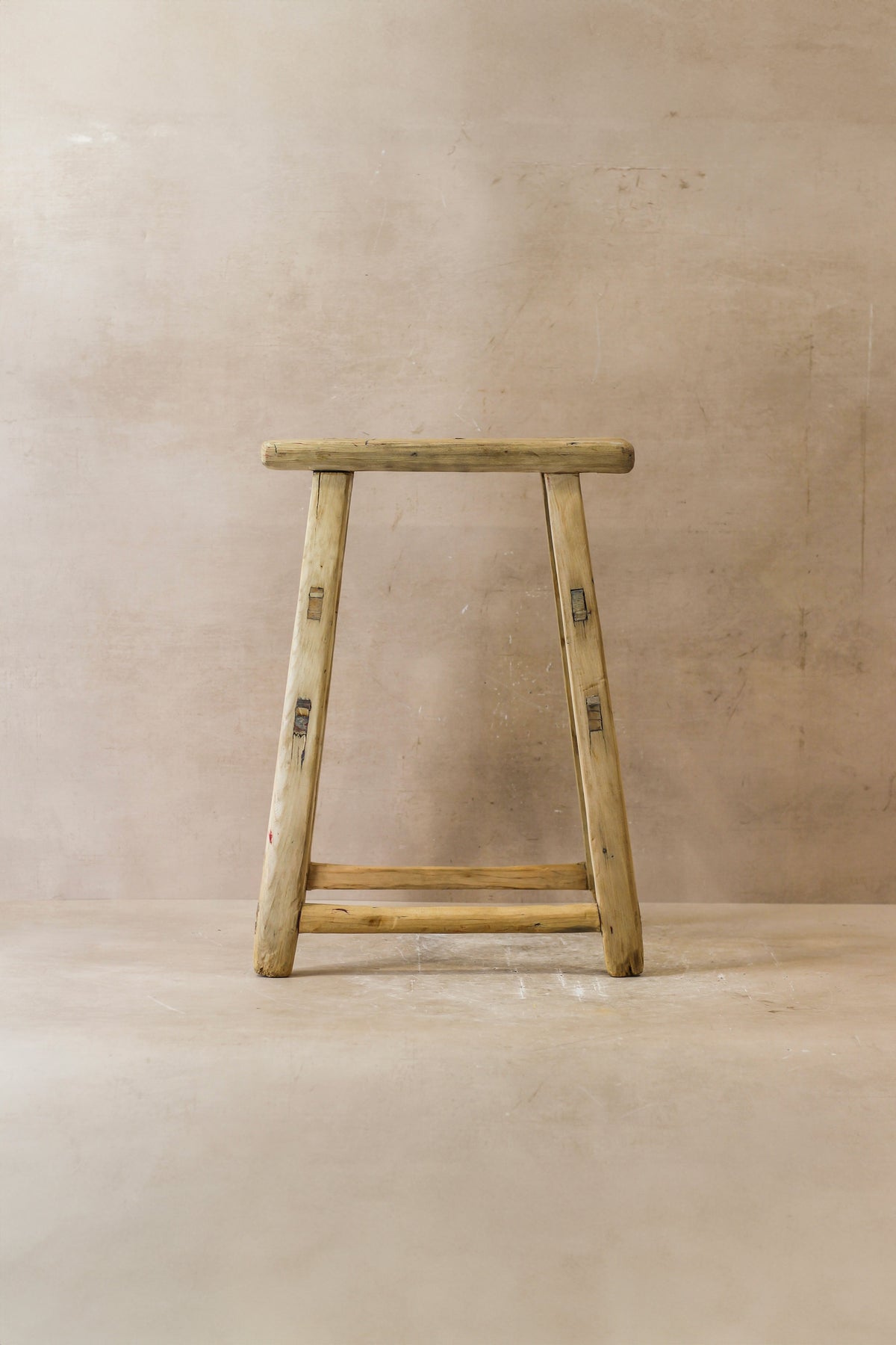 Vintage Rustic Elm Wood Stool - Medium - No 46