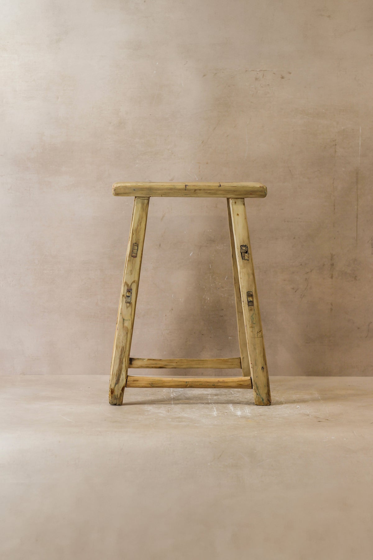 Vintage Rustic Elm Wood Stool - Medium - No 46