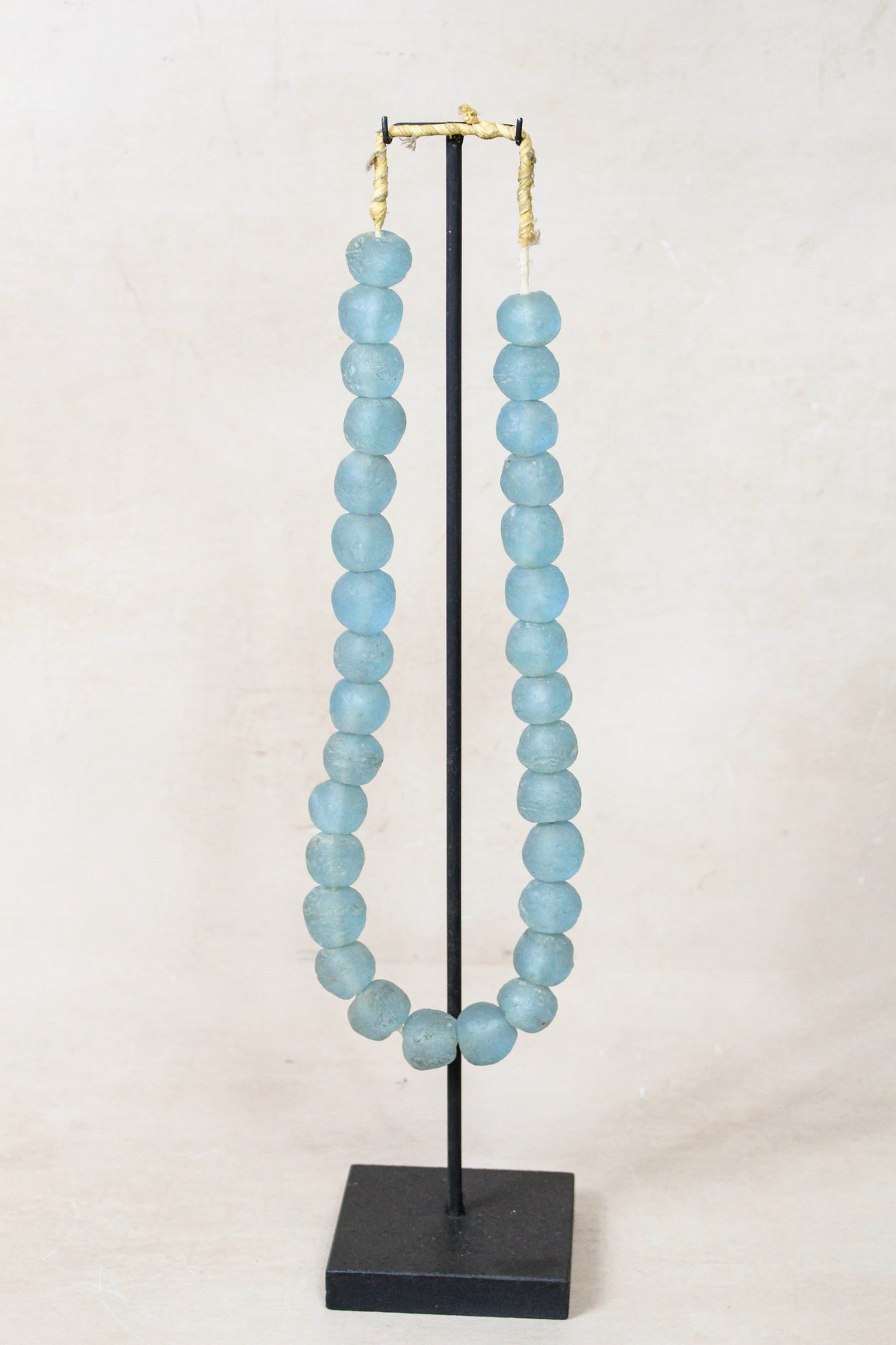 Ghana Glass Beads Necklace, Light blue - 85.5
