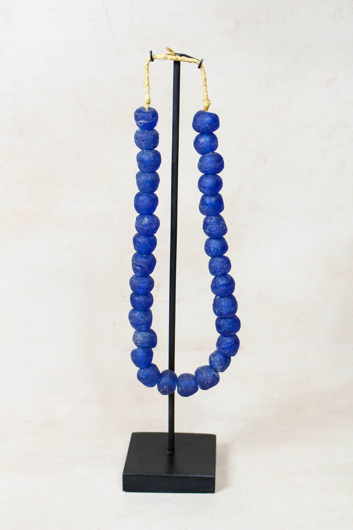 Ghana Glass Beads Necklace, Dark blue - 85.7
