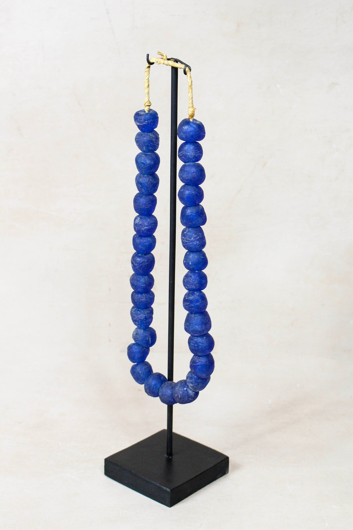 Ghana Glass Beads Necklace, Dark blue - 85.7