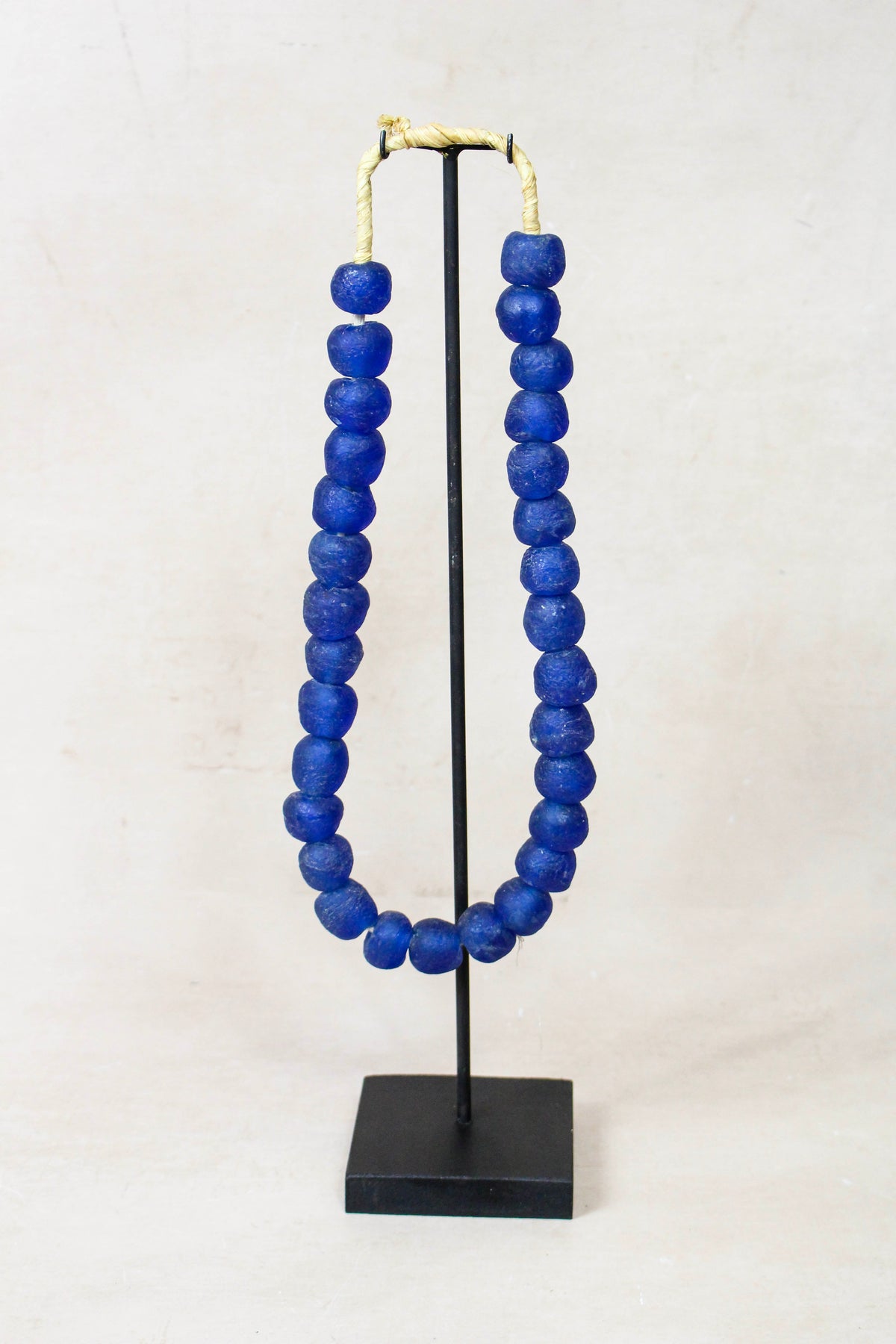 Ghana Glass Beads Necklace, Dark blue - 85.8