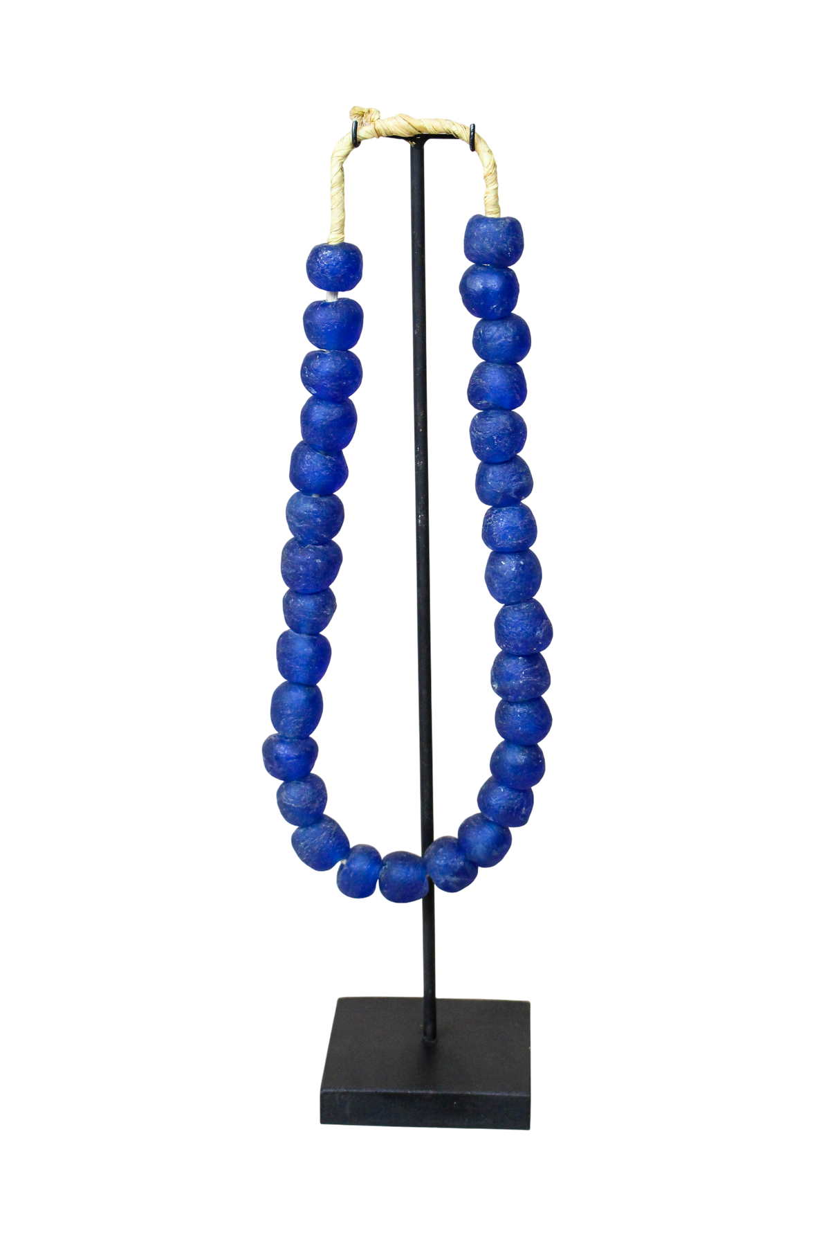 Ghana Glass Beads Necklace, Dark blue - 85.8