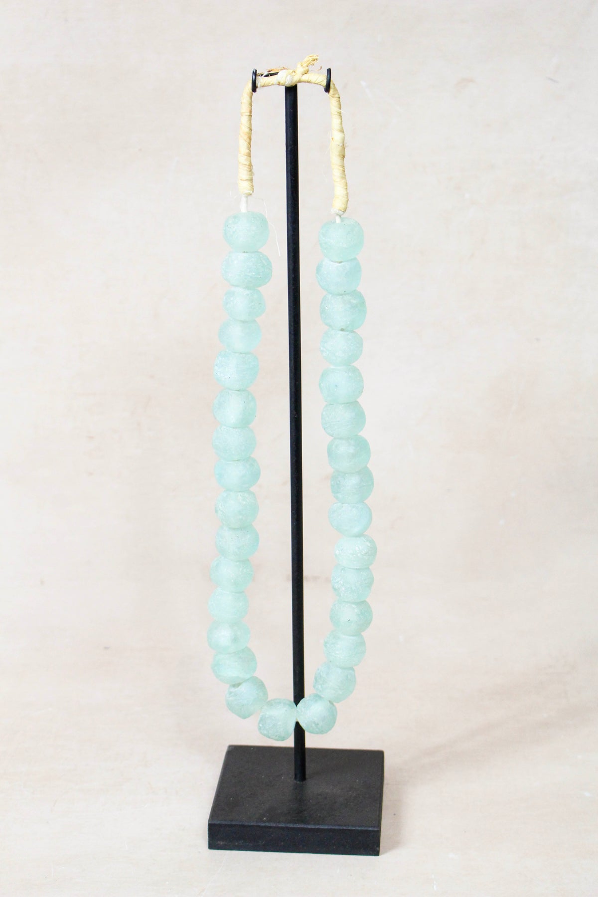 Ghana Glass Beads Necklace, Light blue - 85.10