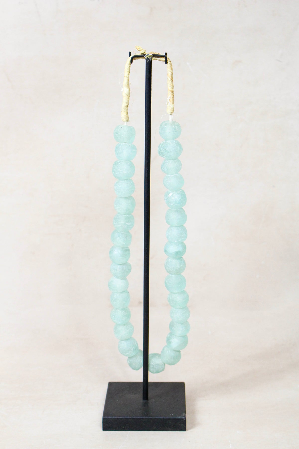 Ghana Glass Beads Necklace, Light blue - 85.10