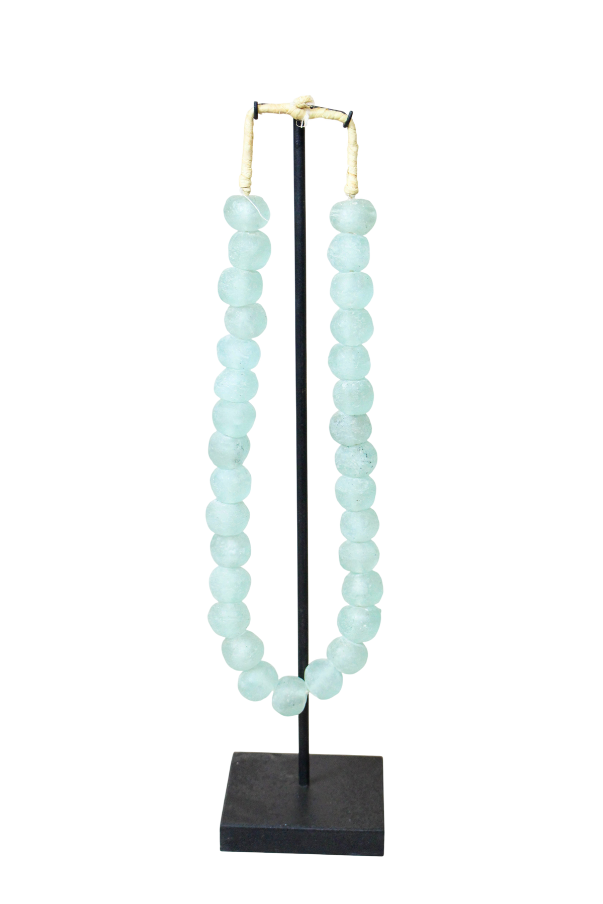 Ghana Glass Beads Necklace, Light blue - 85.12