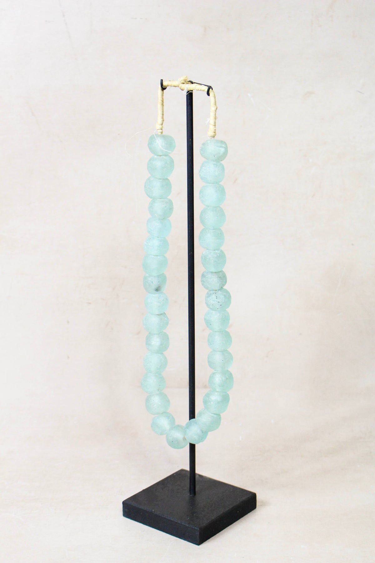Ghana Glass Beads Necklace, Light blue - 85.12