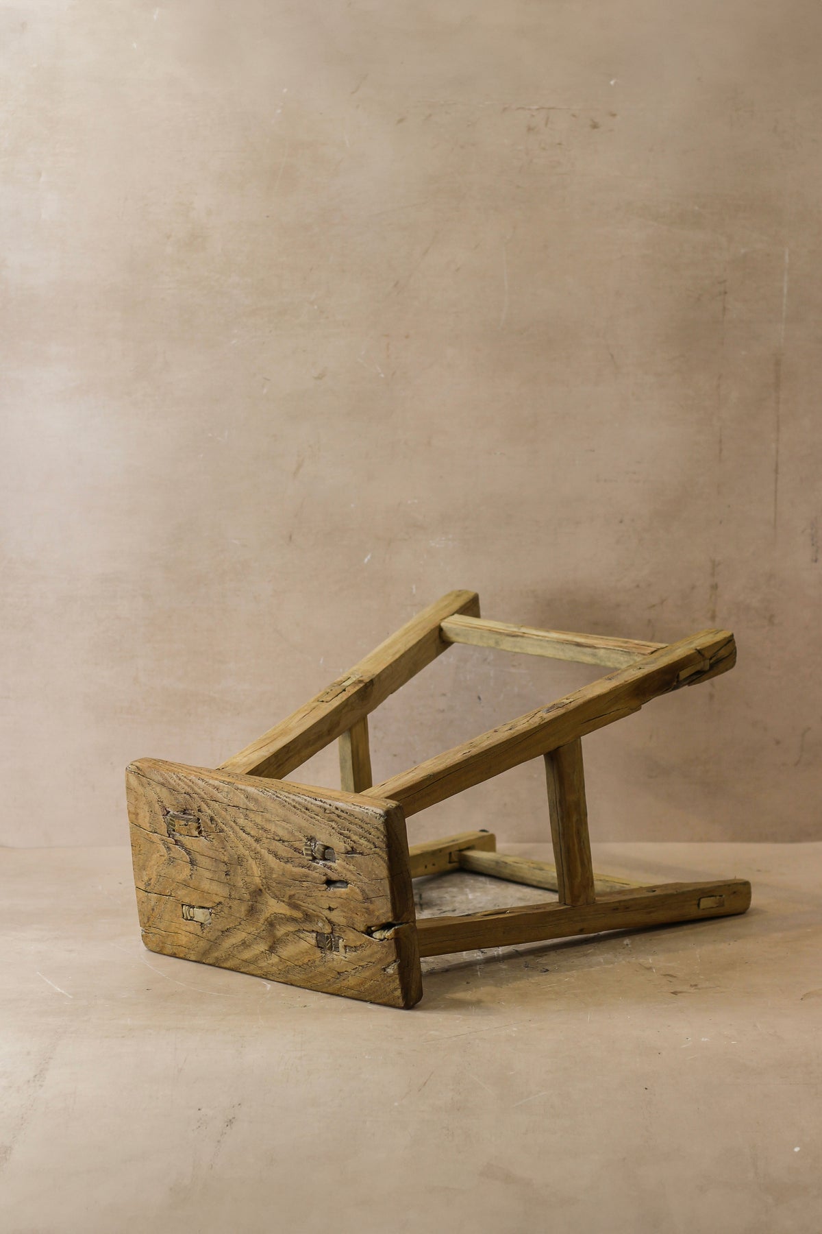 Vintage Rustic Elm Wood Stool - Medium - No 50
