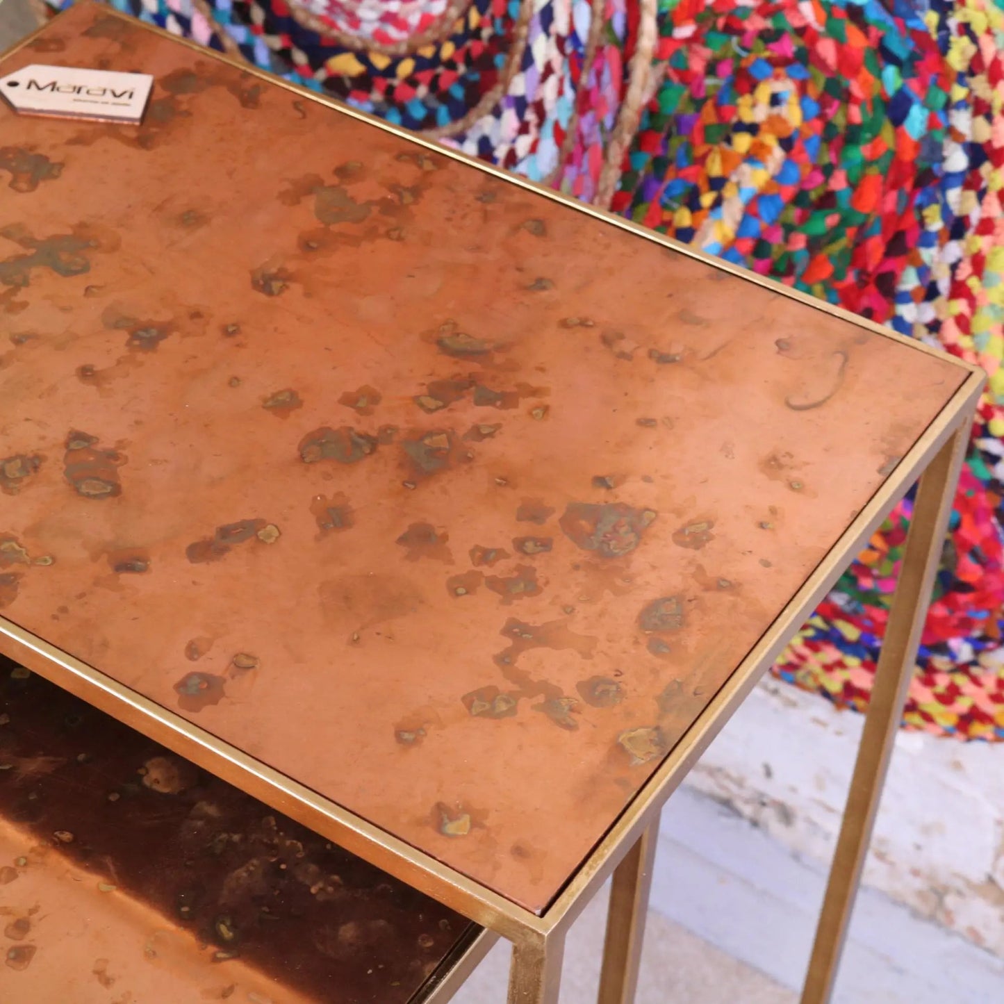 Itawa Tall Nest of Tables Gold Frame and Copper