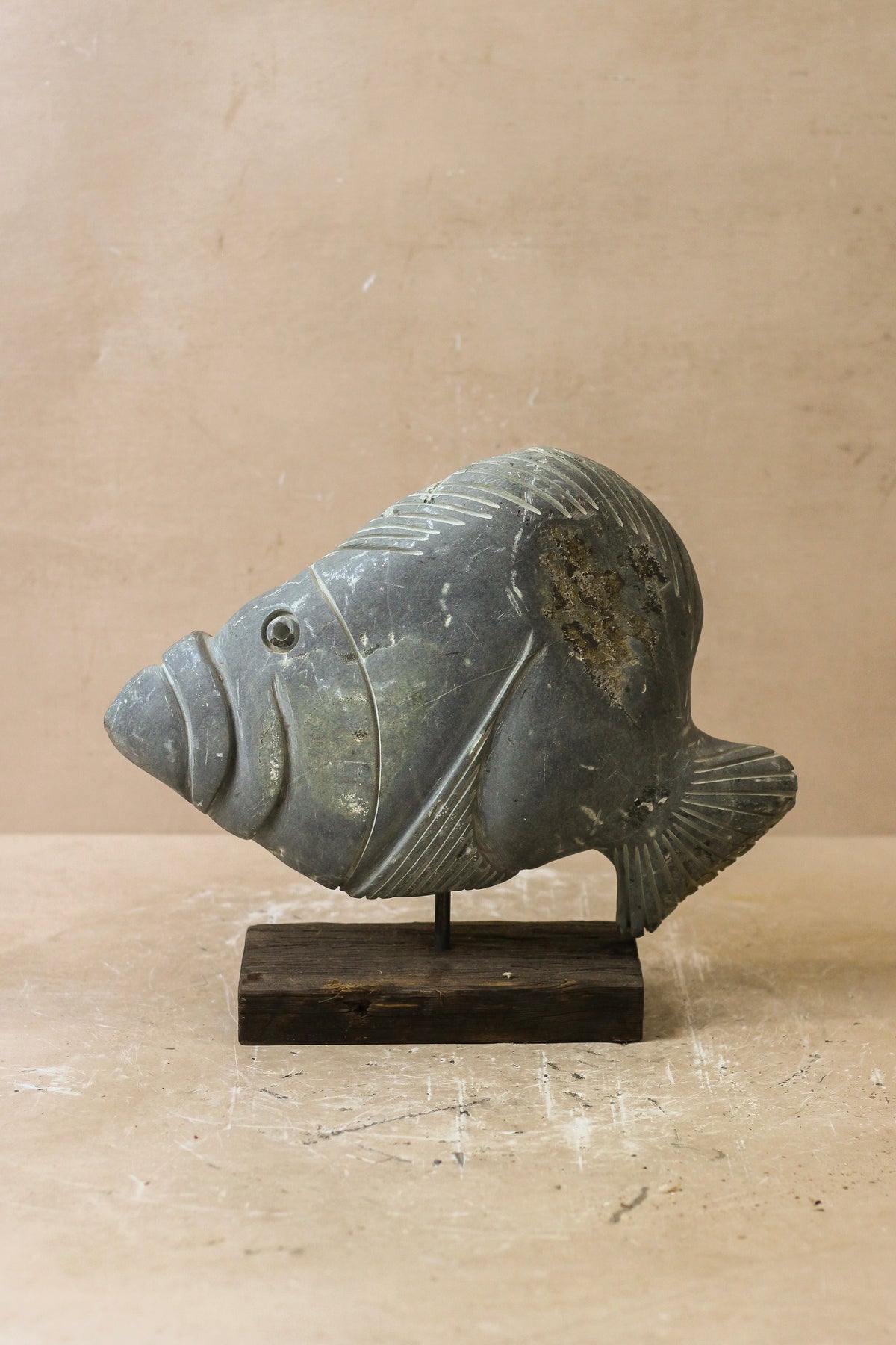 Stone Fish Sculpture - Zimbabwe - 35.6