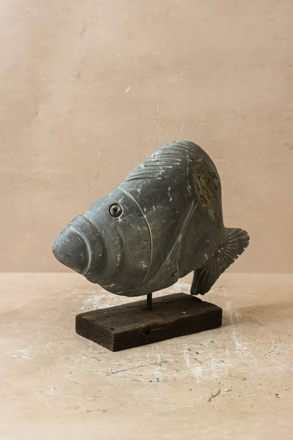Stone Fish Sculpture - Zimbabwe - 35.6